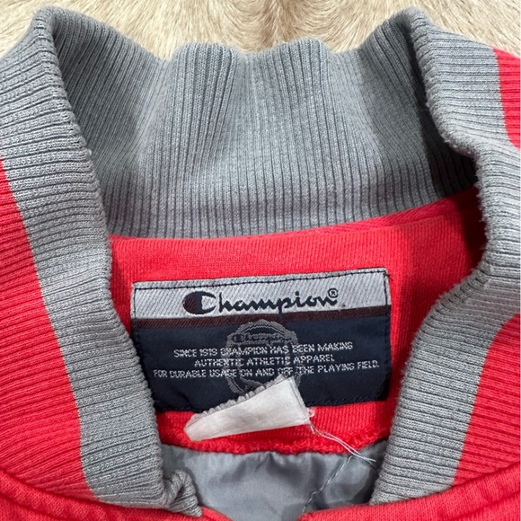 Vintage Champion Varsity Jacket XXL Gray Red Spell Collegiate Letterman Bomber - Picture 6 of 10